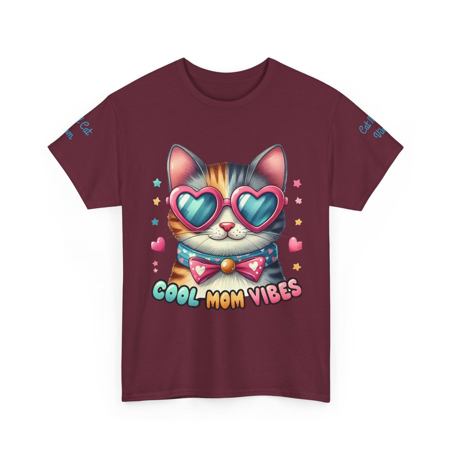Cool Mom Vibes Cat Tee, Unisex Cotton T-Shirt, Cute Cat Shirt, Pet Lover Gift, Fun Gift for Moms, Playful Everyday Wear