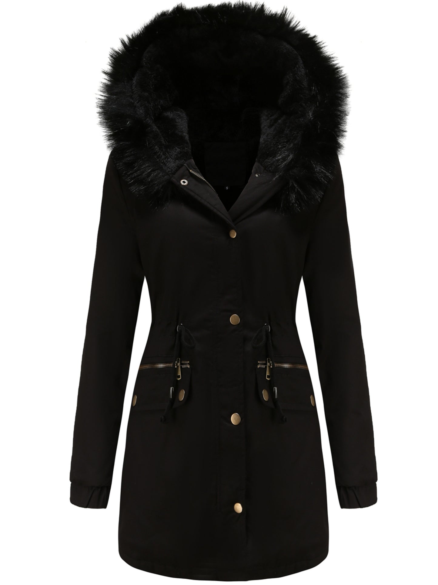 Cozy Fuzzy Trim Parka Hoodie Coat - Thermal Insulation, Long Sleeve, Drawstring Waist, Casual Chic, Fall & Winter Essential, Women's Clothing