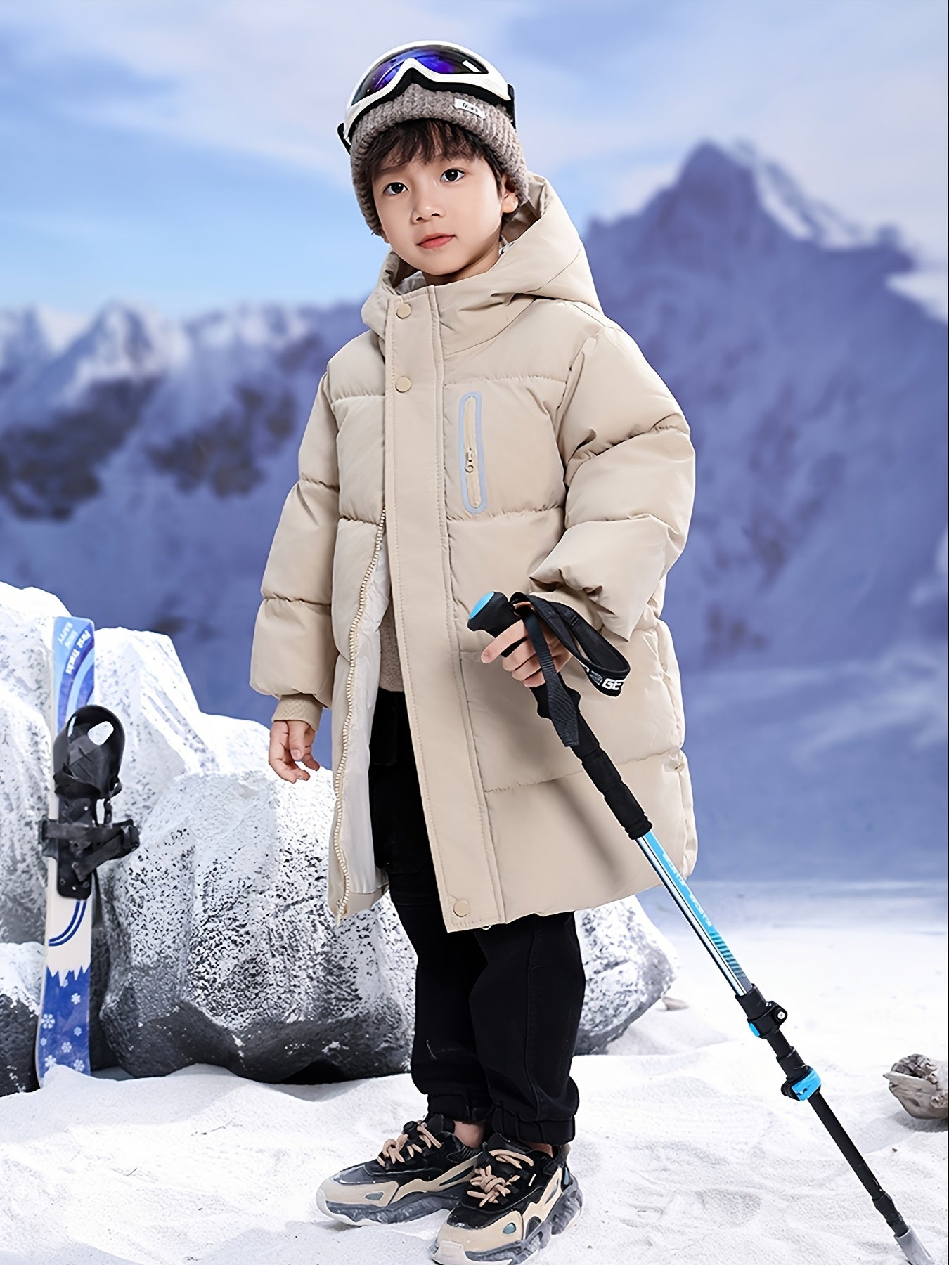 Youngsters' WarmthMax Hooded Parka Jacket - Ultra-Thick, Windproof, and Water-Resistant Winter Coat with Multiple Pockets for Boys and Girls, Machine Washable, Easy Care, and Perfect for Outdoor Play