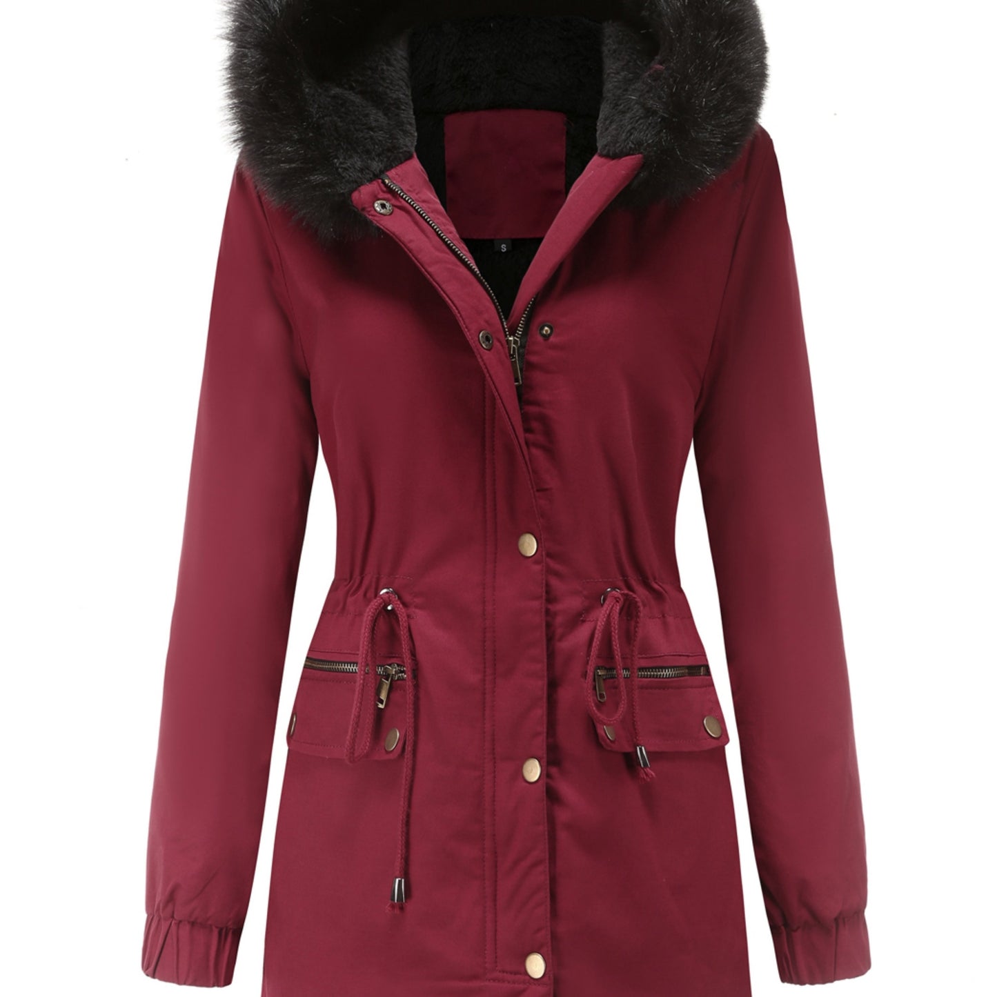 Cozy Fuzzy Trim Parka Hoodie Coat - Thermal Insulation, Long Sleeve, Drawstring Waist, Casual Chic, Fall & Winter Essential, Women's Clothing