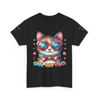 Cool Mom Vibes Cat Tee, Unisex Cotton T-Shirt, Cute Cat Shirt, Pet Lover Gift, Fun Gift for Moms, Playful Everyday Wear