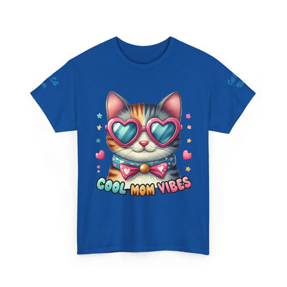 Cool Mom Vibes Cat Tee, Unisex Cotton T-Shirt, Cute Cat Shirt, Pet Lover Gift, Fun Gift for Moms, Playful Everyday Wear