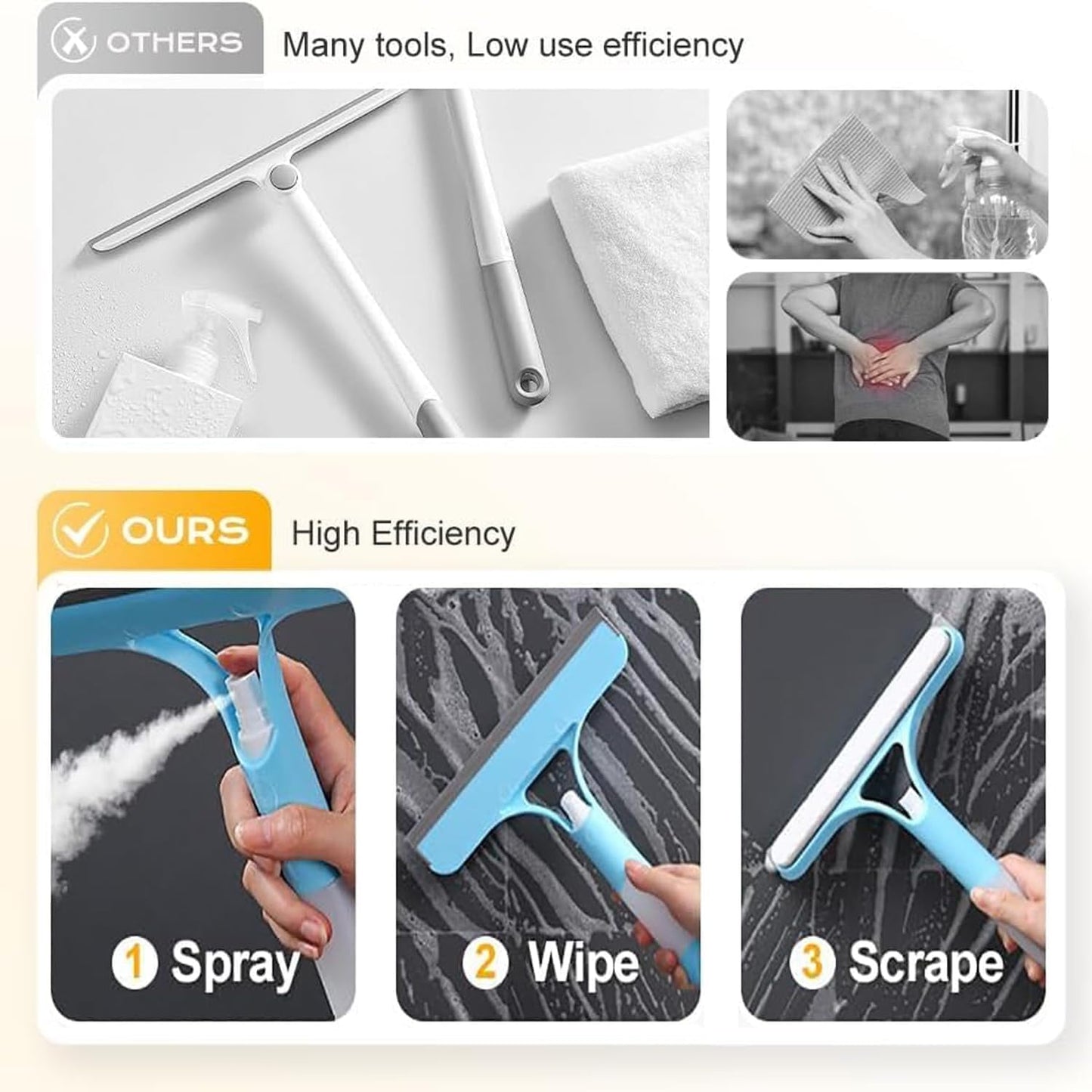 Streak-Free Window Cleaner – Spray, Wipe & Scrape in One