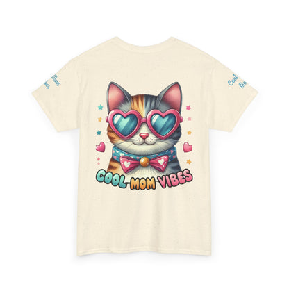 Cool Mom Vibes Cat Tee, Unisex Cotton T-Shirt, Cute Cat Shirt, Pet Lover Gift, Fun Gift for Moms, Playful Everyday Wear