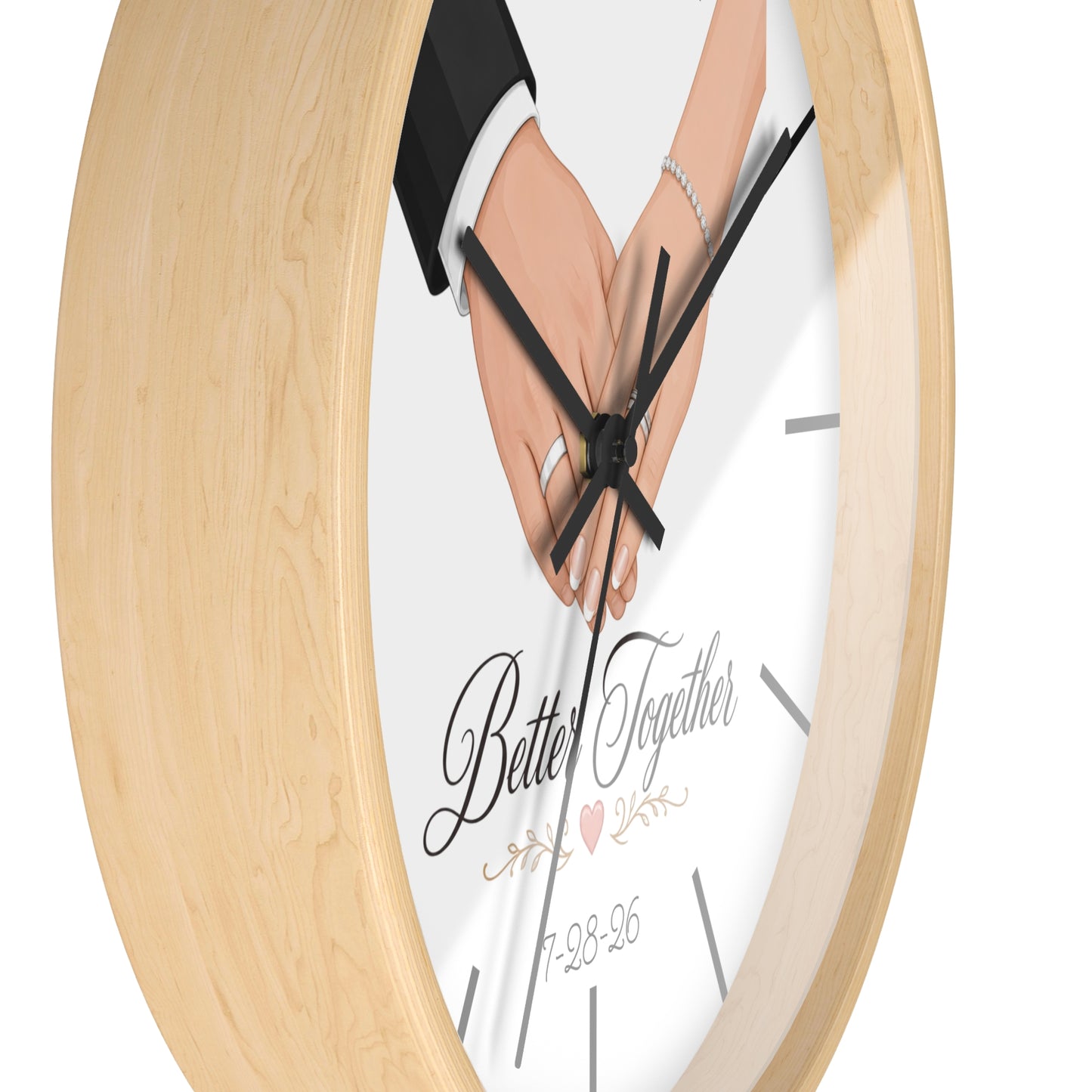 Better Together Wall Clock | Wedding Hands, Custom Date