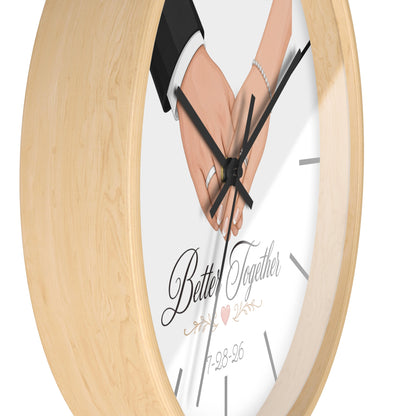 Better Together Wall Clock | Wedding Hands, Custom Date