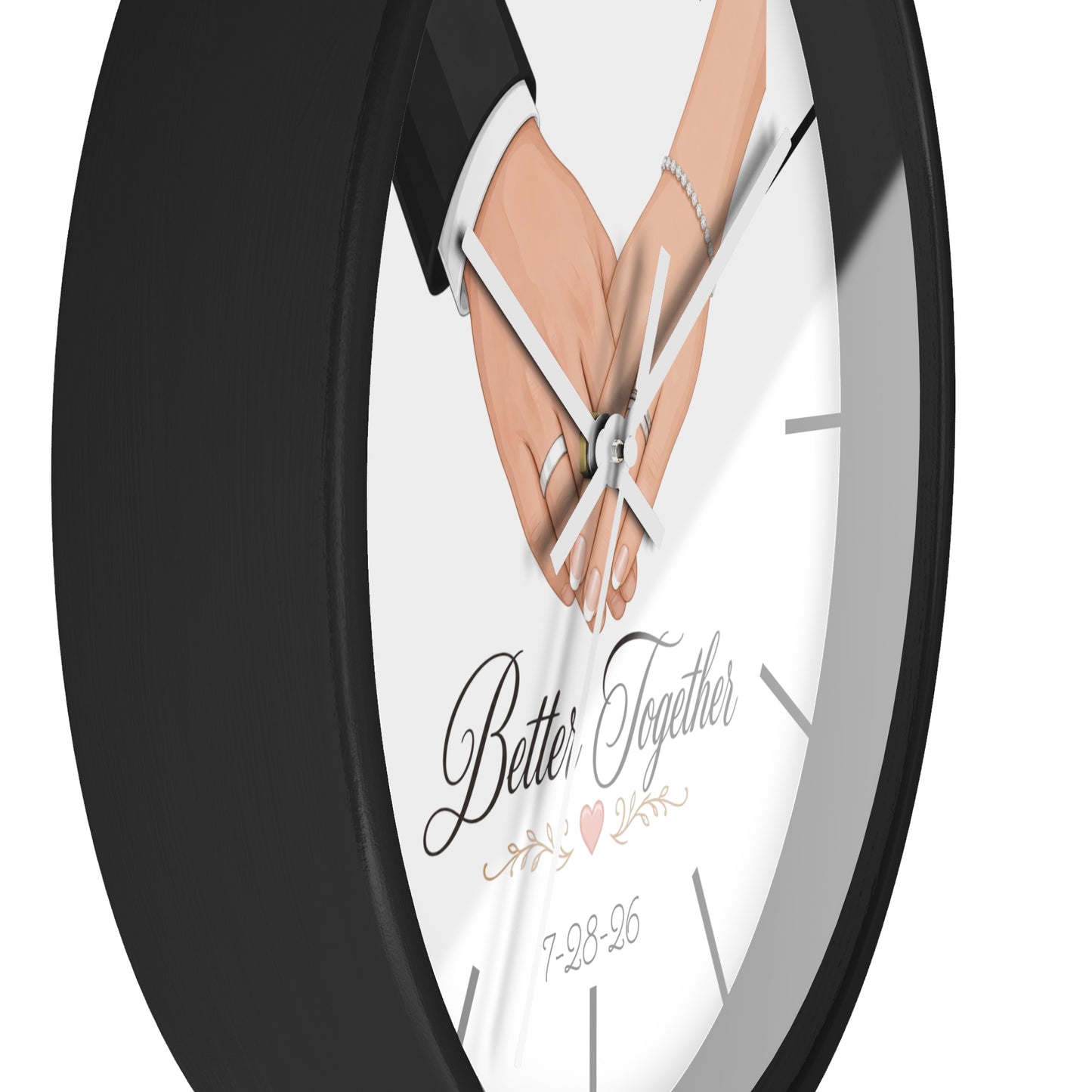 Better Together Wall Clock | Wedding Hands, Custom Date