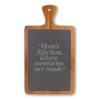 Personalized Engraved Charcuterie Board with Slate Inset & Cheese Tools