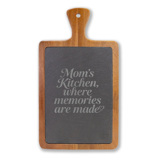 Personalized Engraved Charcuterie Board with Slate Inset & Cheese Tools
