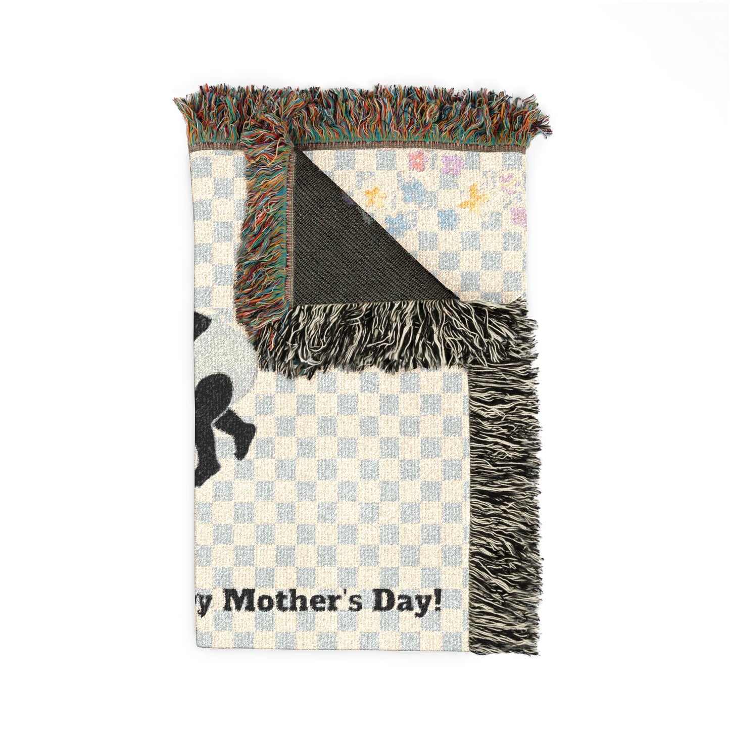 Mama & Little Ones Woven Blanket — Mother Holding Infant with Toddler Design
