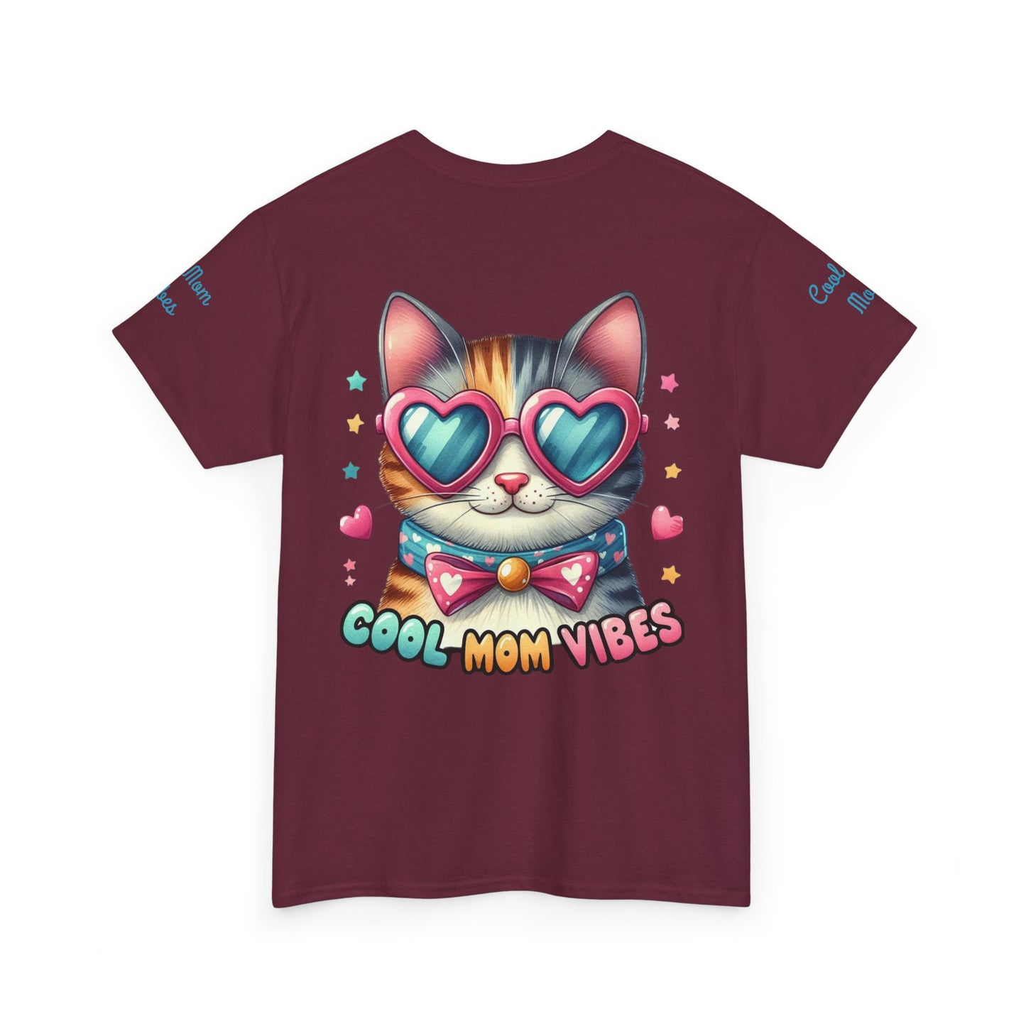 Cool Mom Vibes Cat Tee, Unisex Cotton T-Shirt, Cute Cat Shirt, Pet Lover Gift, Fun Gift for Moms, Playful Everyday Wear