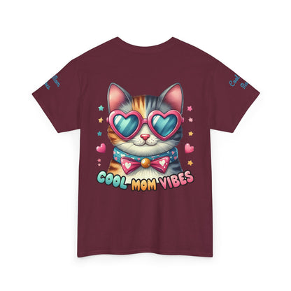 Cool Mom Vibes Cat Tee, Unisex Cotton T-Shirt, Cute Cat Shirt, Pet Lover Gift, Fun Gift for Moms, Playful Everyday Wear