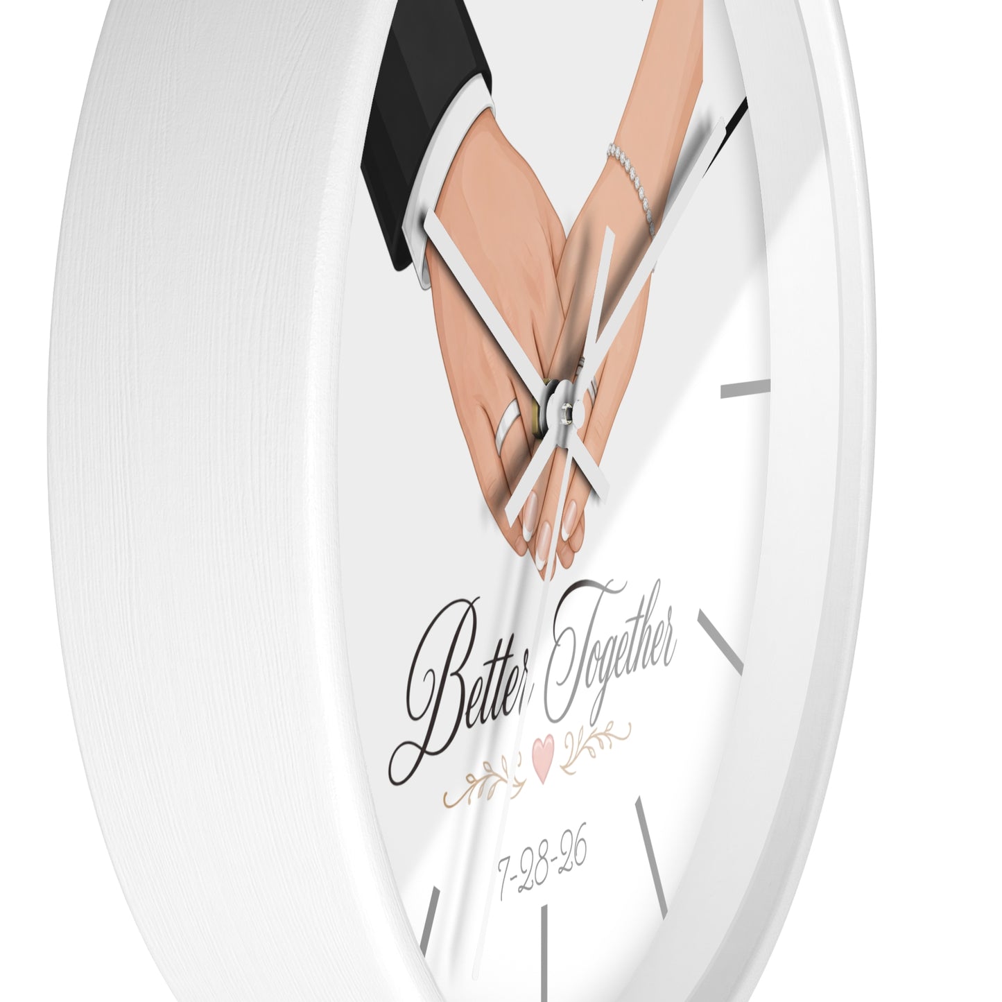 Better Together Wall Clock | Wedding Hands, Custom Date