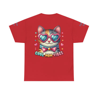 Cool Mom Vibes Cat Tee, Unisex Cotton T-Shirt, Cute Cat Shirt, Pet Lover Gift, Fun Gift for Moms, Playful Everyday Wear