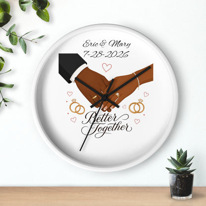 Joined Hands Wedding Rings Wall Clock | Better Together, Personalized Date