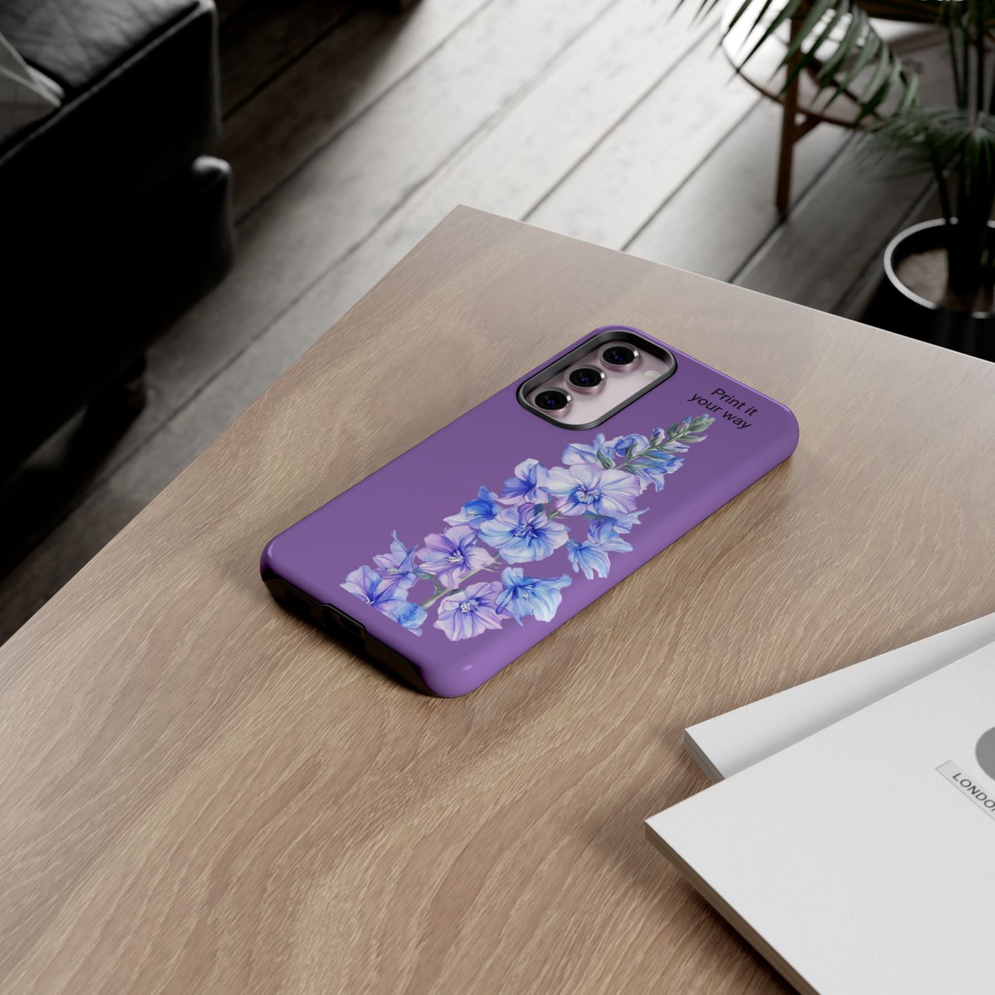 Custom cell phone tough case, Personalized Gift, July birth flower