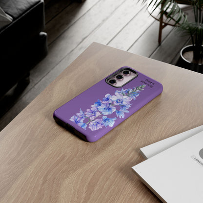 Custom cell phone tough case, Personalized Gift, July birth flower