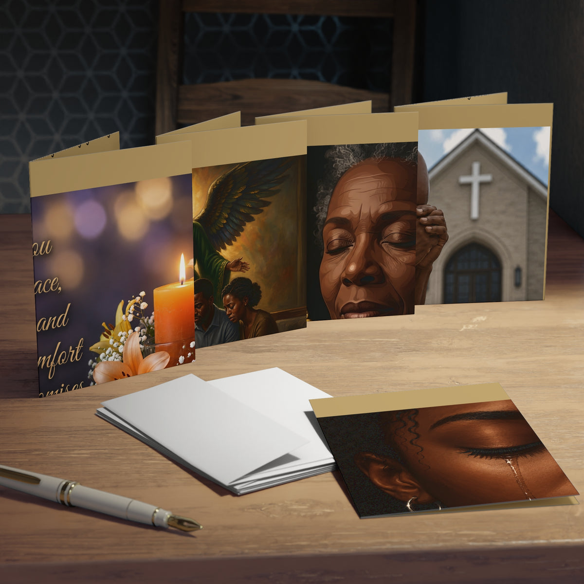 Customizable African American/Black Sympathy Religious Condolence Cards, Multi-Design 5-Pack