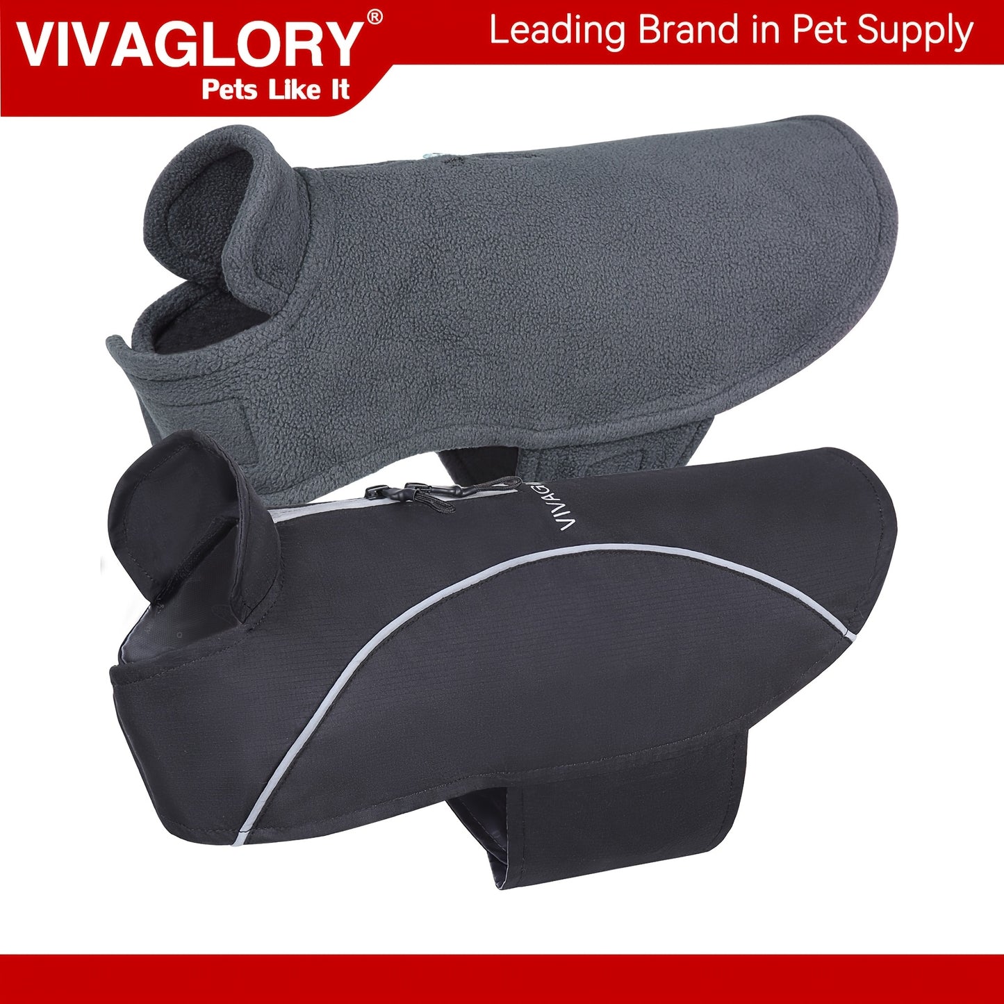 VIVAGLORY Dog Coat Dog Jacket for Winter, 3in 1 Fleece Dog Vest for Christmas Day Dog Fleece Coat with, Reflective Dog Parka Puppy Jacket for Cold Weather Dog Coat with Harness Hole, Warm Puppy Coat Dog Jacket for Halloween F