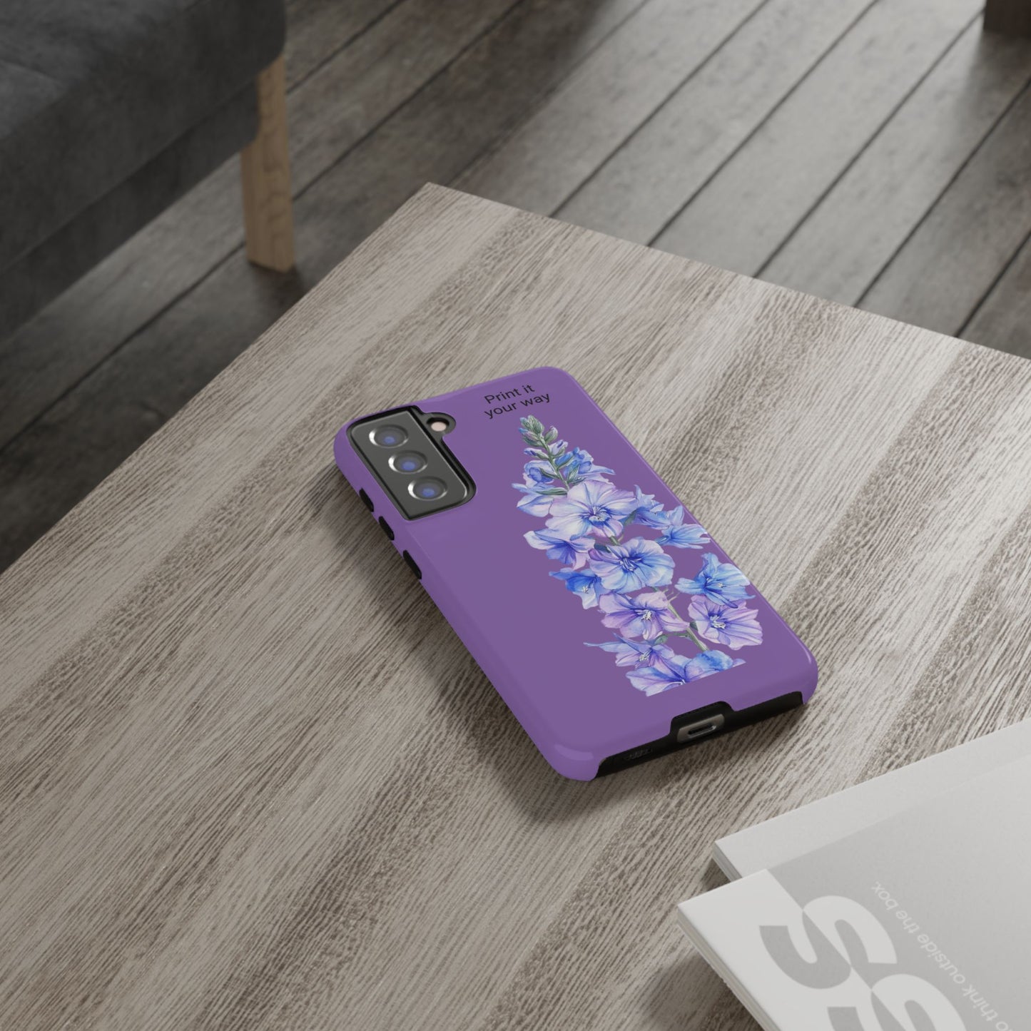Custom cell phone tough case, Personalized Gift, July birth flower