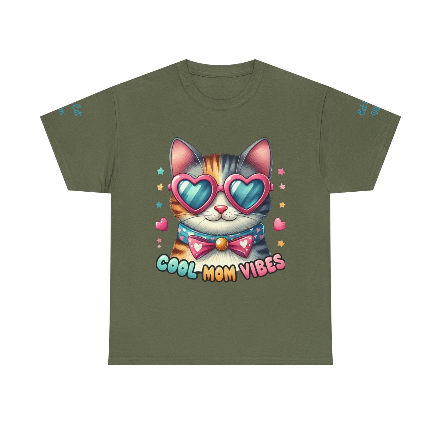 Cool Mom Vibes Cat Tee, Unisex Cotton T-Shirt, Cute Cat Shirt, Pet Lover Gift, Fun Gift for Moms, Playful Everyday Wear