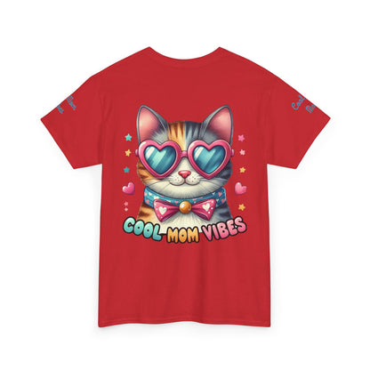 Cool Mom Vibes Cat Tee, Unisex Cotton T-Shirt, Cute Cat Shirt, Pet Lover Gift, Fun Gift for Moms, Playful Everyday Wear