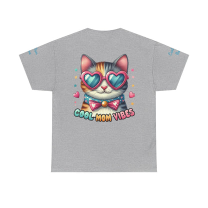 Cool Mom Vibes Cat Tee, Unisex Cotton T-Shirt, Cute Cat Shirt, Pet Lover Gift, Fun Gift for Moms, Playful Everyday Wear