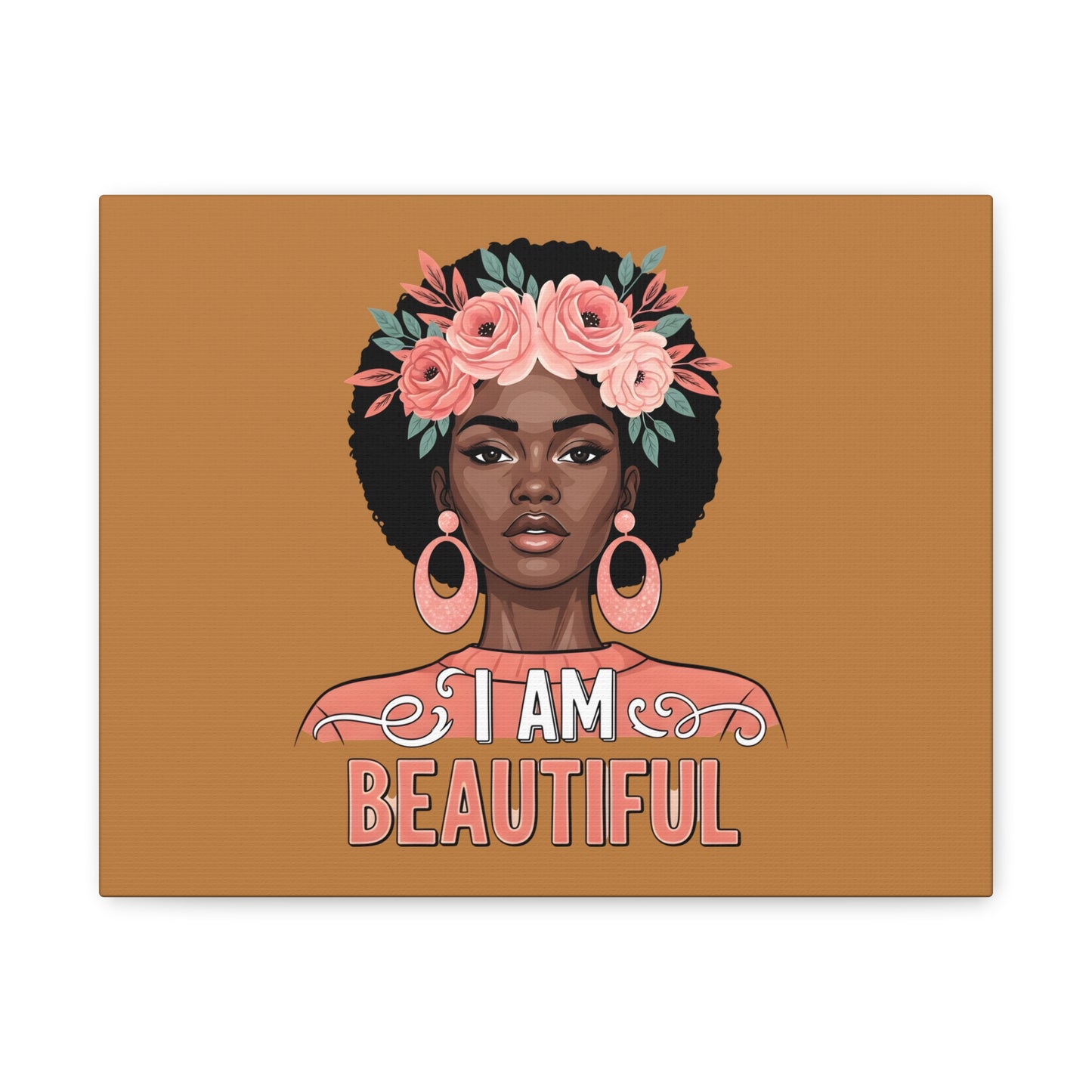 I Am Beautiful Portrait Canvas, Inspirational Wall Art, Positive Quote, Uplifting Home Decor, Modern Motivational Artwork,