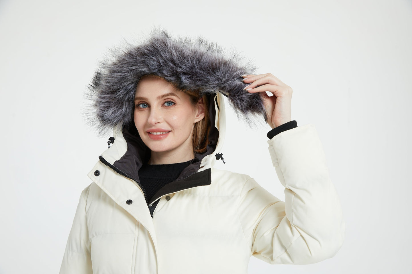 Multiple Pocket Solid Thicken Midi Padded Coat wantdo Women's Winter Puffer Parka Fashion Casual Classic Outdoor Hiking Travel Quilted Jacket Polyester Shell Faux Fur Detachable Hooded Overcoat Long Sleeve Two-way Zipper Yout