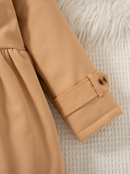 Xuanyusi Girls' Casual Fashion Solid Color Double-Breasted Long Sleeve Hooded Jacket, Polar Fleece for Autumn and Winter, Autumn Jacket, Winter Coat, Classic Style, Hooded Design, Soft Material, Durable Construction, Fleeceli