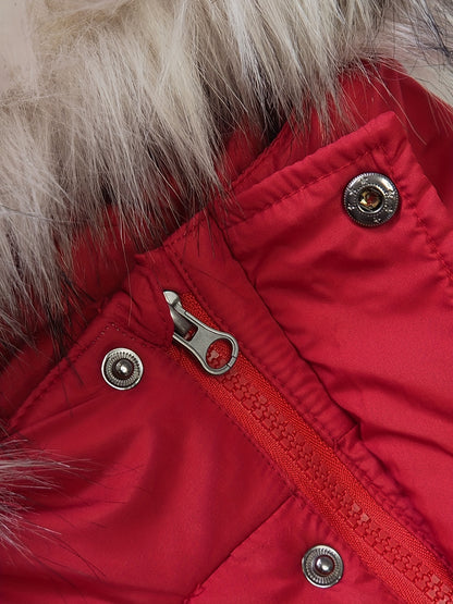 Thick Padded Girls Teens Furry Hooded Windproof Parka Coat with Pockets, Zipper Long Sleeve Winter Jacket