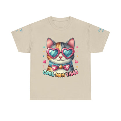 Cool Mom Vibes Cat Tee, Unisex Cotton T-Shirt, Cute Cat Shirt, Pet Lover Gift, Fun Gift for Moms, Playful Everyday Wear
