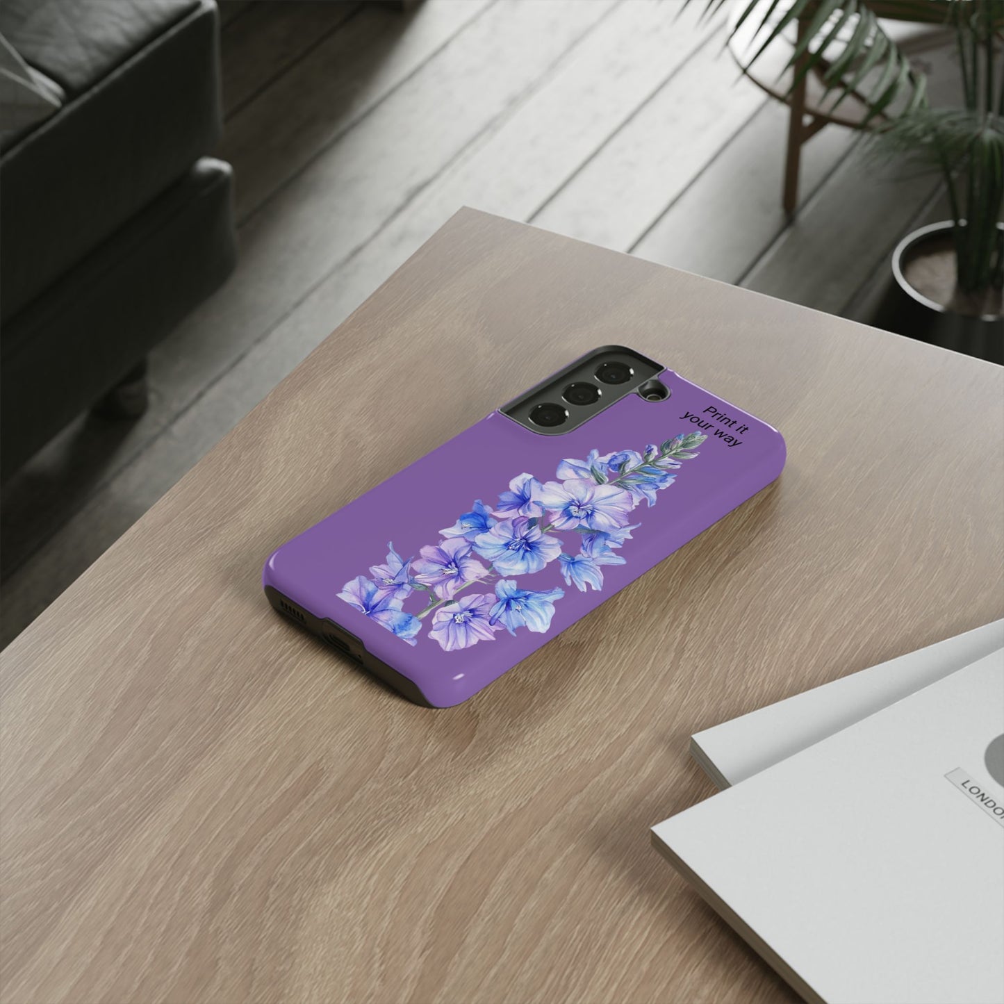 Custom cell phone tough case, Personalized Gift, July birth flower