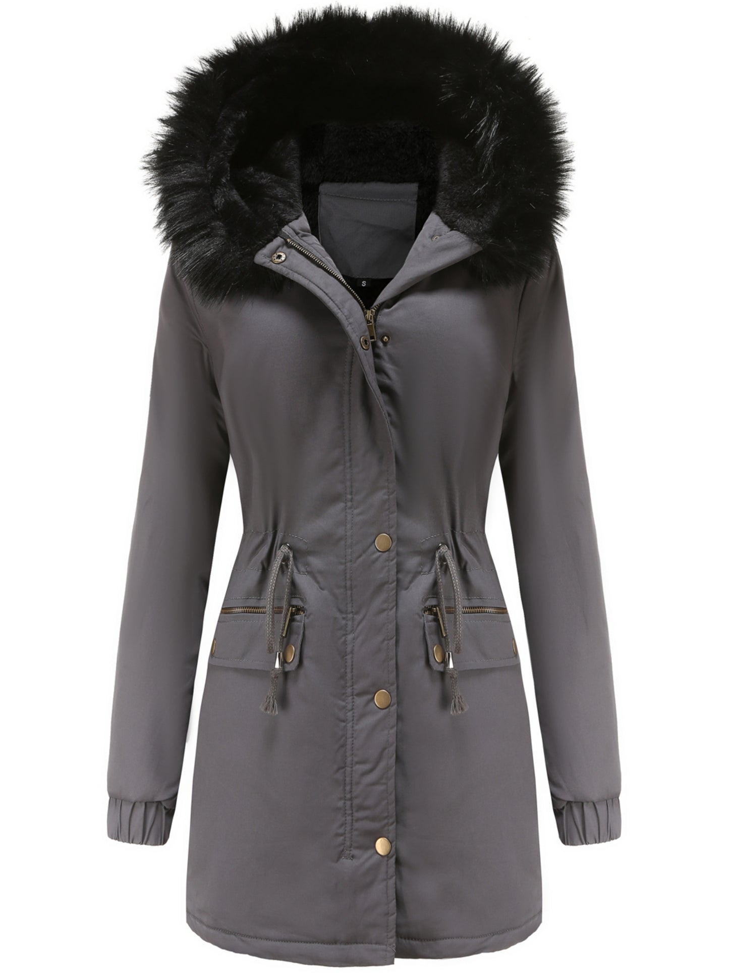 Cozy Fuzzy Trim Parka Hoodie Coat - Thermal Insulation, Long Sleeve, Drawstring Waist, Casual Chic, Fall & Winter Essential, Women's Clothing