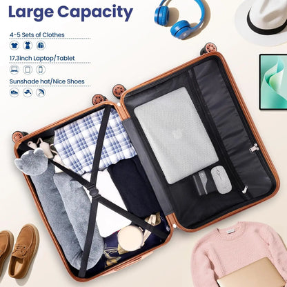 6 Piece Luggage Set Carry On ABS+PC Hard Shell Suitcase Travel Packing Box With Spinner Wheels & TSA Lock For Business Trip