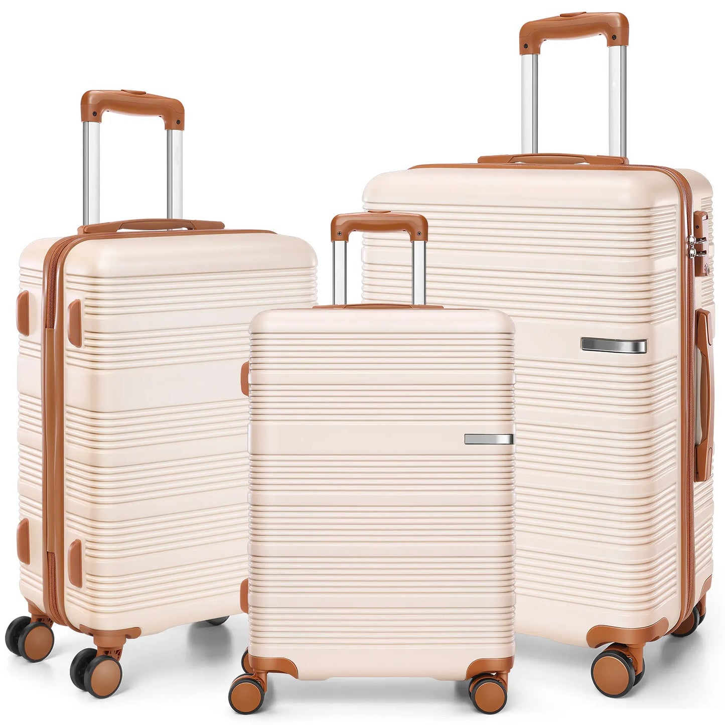 3pcs Luggage Lightweight Hardshell Luggage Set With TSA Lock 20"+24"+28" ABS+PC Spinner Suitcases Travel Case Silent 360° Wheels