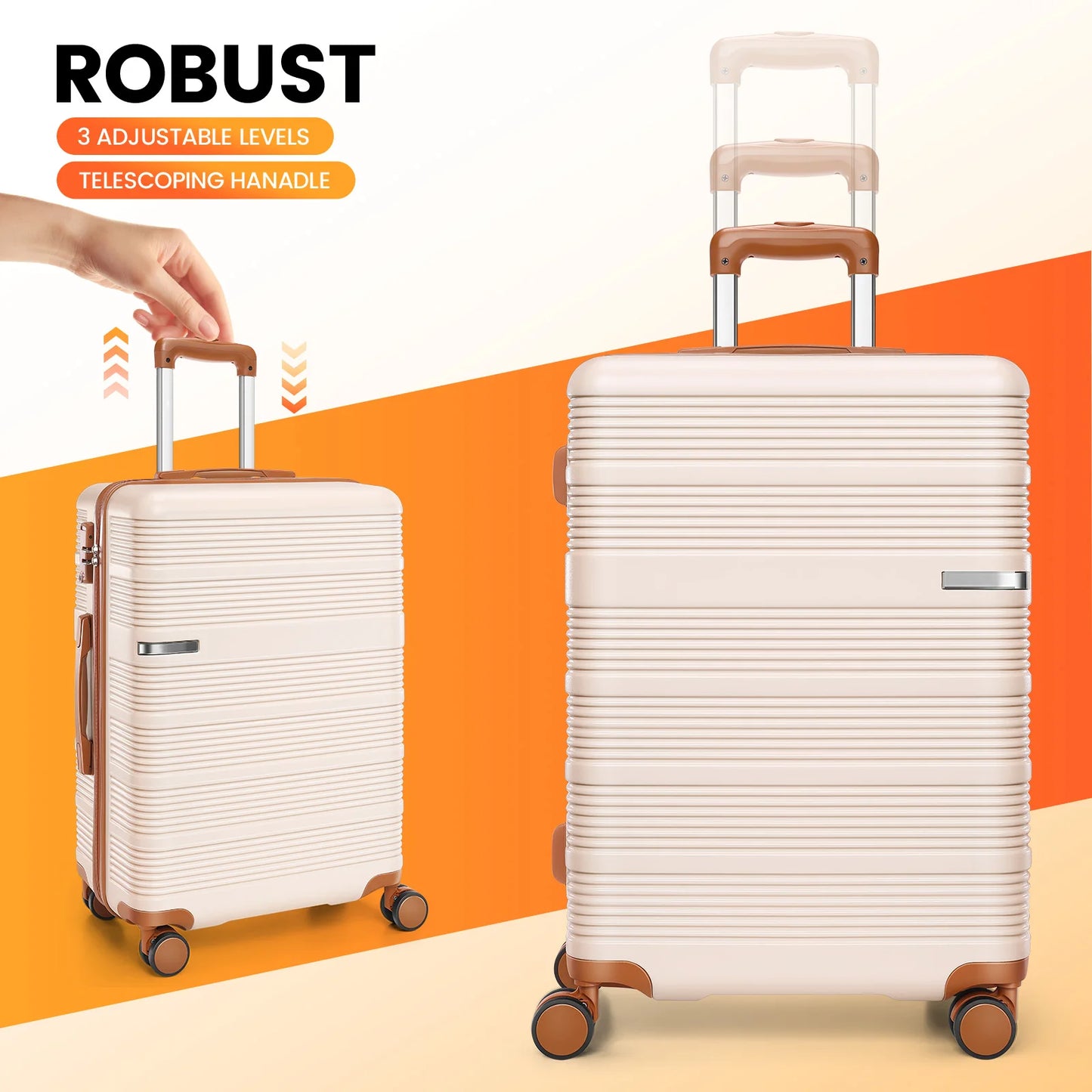 3 in 1 Luggage Sets,20/24/28in Suitcase Hard shell Durable PC+ABS Spinner Wheels TSA Lock Large Capacity for Adult Child Carryon
