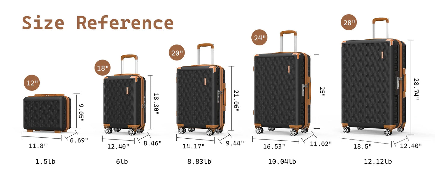 Melalenia Luggage Sets 7 Piece Hard Shell Carry on Suitcase with Spinner Wheels and TSA Lock, Lightweight Travel Duffel Bag