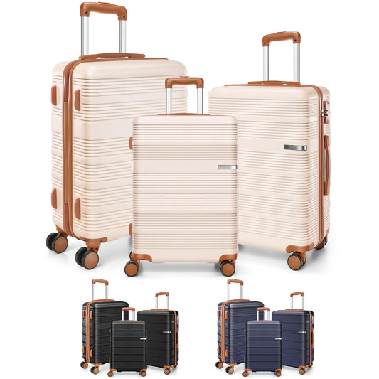 3 in 1 Luggage Sets,20/24/28in Suitcase Hard shell Durable PC+ABS Spinner Wheels TSA Lock Large Capacity for Adult Child Carryon