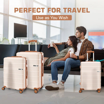 3pcs Luggage Lightweight Hardshell Luggage Set With TSA Lock 20"+24"+28" ABS+PC Spinner Suitcases Travel Case Silent 360° Wheels