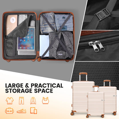 3 in 1 Luggage Sets,20/24/28in Suitcase Hard shell Durable PC+ABS Spinner Wheels TSA Lock Large Capacity for Adult Child Carryon