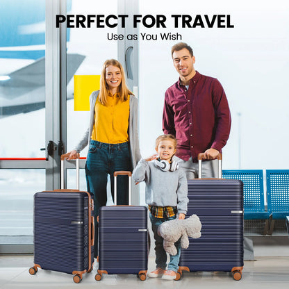 3 in 1 Luggage Sets,20/24/28in Suitcase Hard shell Durable PC+ABS Spinner Wheels TSA Lock Large Capacity for Adult Child Carryon