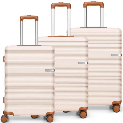 3pcs Luggage Lightweight Hardshell Luggage Set With TSA Lock 20"+24"+28" ABS+PC Spinner Suitcases Travel Case Silent 360° Wheels