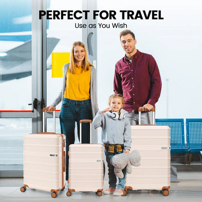 3 in 1 Luggage Sets,20/24/28in Suitcase Hard shell Durable PC+ABS Spinner Wheels TSA Lock Large Capacity for Adult Child Carryon