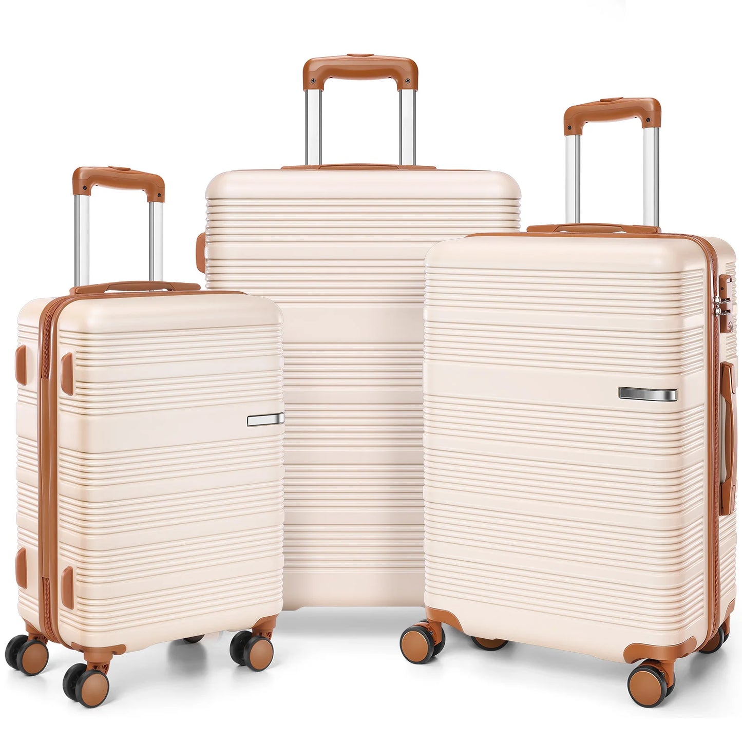 3pcs Luggage Lightweight Hardshell Luggage Set With TSA Lock 20"+24"+28" ABS+PC Spinner Suitcases Travel Case Silent 360° Wheels