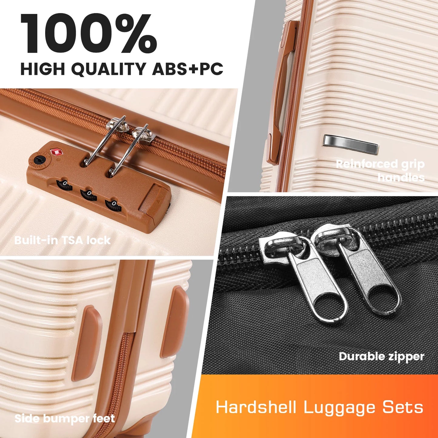 3 in 1 Luggage Sets,20/24/28in Suitcase Hard shell Durable PC+ABS Spinner Wheels TSA Lock Large Capacity for Adult Child Carryon