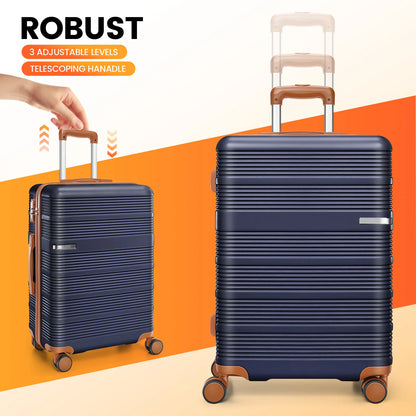 3 in 1 Luggage Sets,20/24/28in Suitcase Hard shell Durable PC+ABS Spinner Wheels TSA Lock Large Capacity for Adult Child Carryon