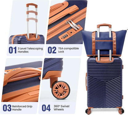 6 Piece Luggage Set Carry On ABS+PC Hard Shell Suitcase Travel Packing Box With Spinner Wheels & TSA Lock For Business Trip