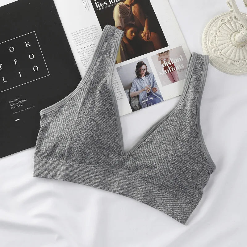 Seamless Sports Bras For Women Plunge Yoga Tube Top Female Brassiere Deep V Sexy Fitness Underwear Backless Bralette Lingerie