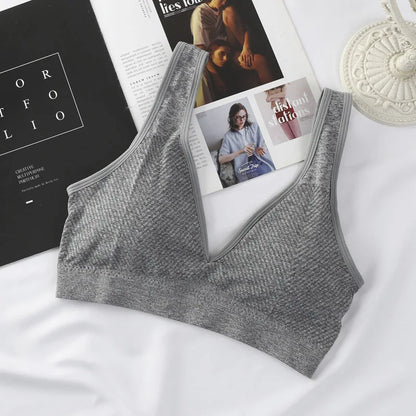 Seamless Sports Bras For Women Plunge Yoga Tube Top Female Brassiere Deep V Sexy Fitness Underwear Backless Bralette Lingerie